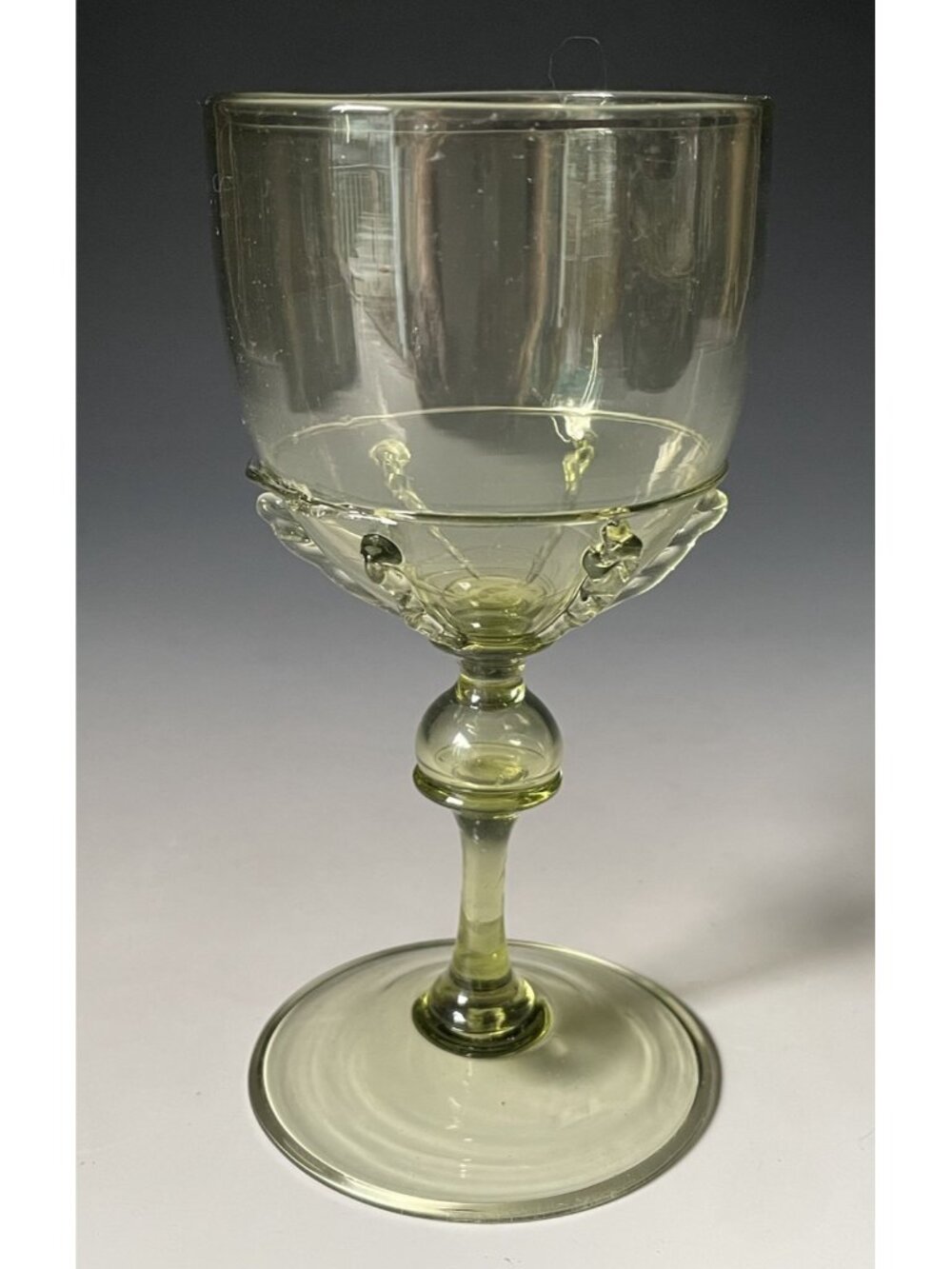 Vintage 20th C. Venetian Murano Hand-Blown Green Art Glass Goblet Chalice Stem